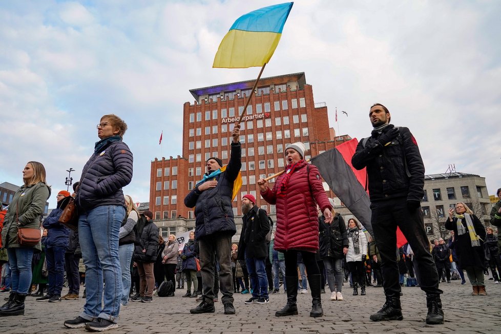 Norské protesty na podporu Ukrajiny.