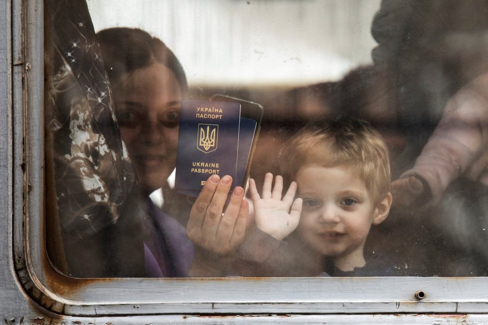 Uprchlíci jedoucí ze Lvova do Přemyslu.