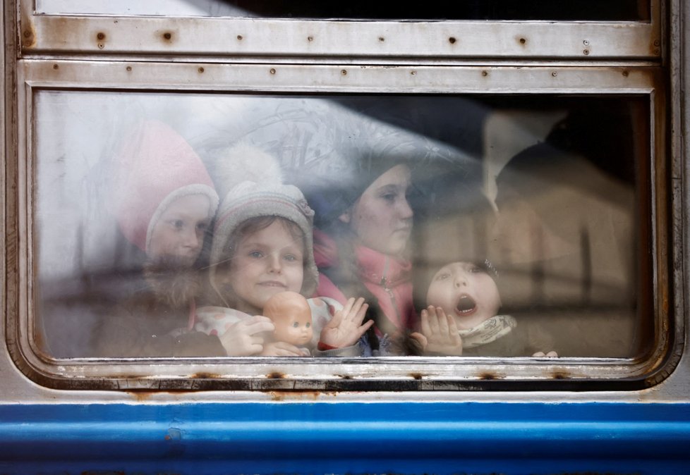 Uprchlíci jedoucí ze Lvova do Přemyslu.