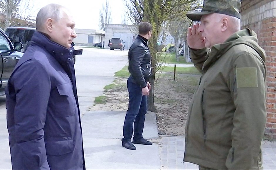 Putin na návštěvě Chersonu (18. 4. 2023)