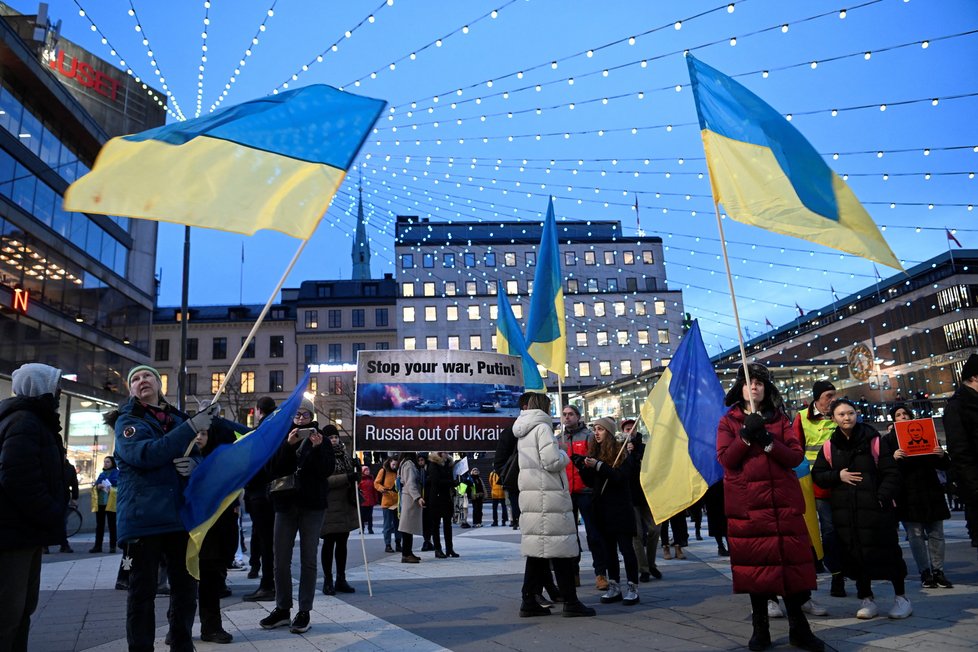 Protesty na podporu Ukrajiny ve Švédsku