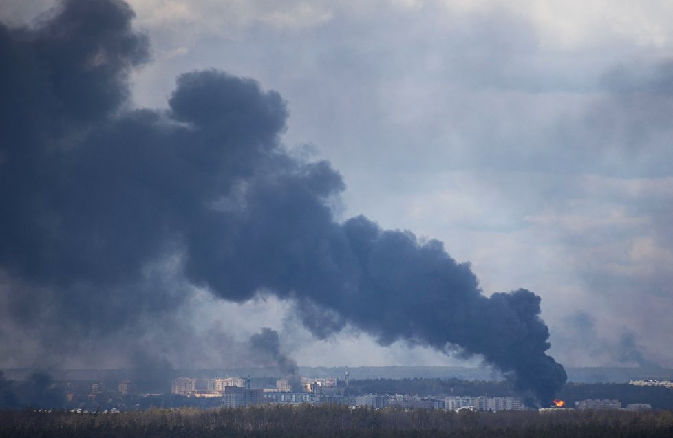 Kyjev po zásahu ruskou raketou (27.2.2022)