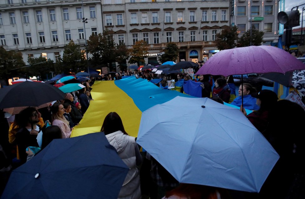 Češi protestovali proti Rusku. (10. 10. 2022)