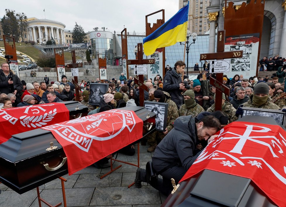Pohřeb ukrajinských sabotérů, kteří se chtěli dostat do Ruska. (7. 3. 2023)