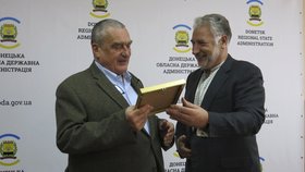 Karel Schwarzenberg s Pavlem Žebrivským, guvernérem doněcké oblasti.