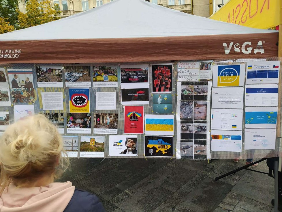 Den obránců Ukrajiny v Praze na Václavském náměstí (15. 10. 2022)