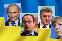 Schůzka v Minsku: Merkel, Hollande, Porošenko a Putin: Budou řešit ukrajinskou krizi