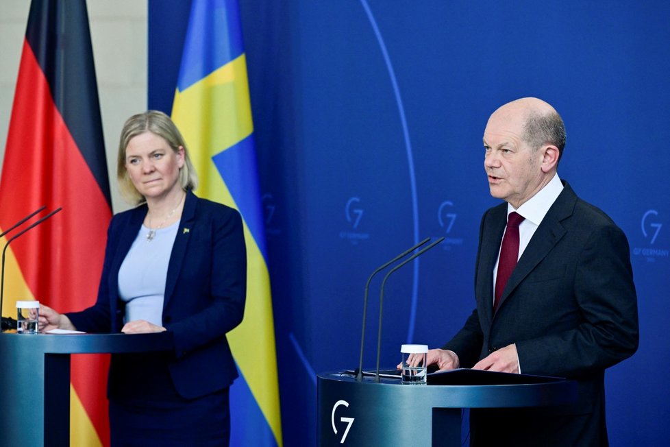 Německý kancléř Olaf Scholz a švédská premiérka Magdalena Anderssonová (28. 3. 2022)