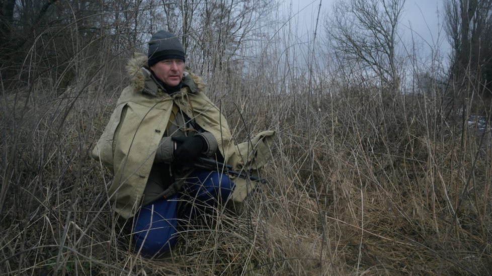 Bojovník teritoriální obrany u vesnice Lyčanka, Kyjevská oblast.