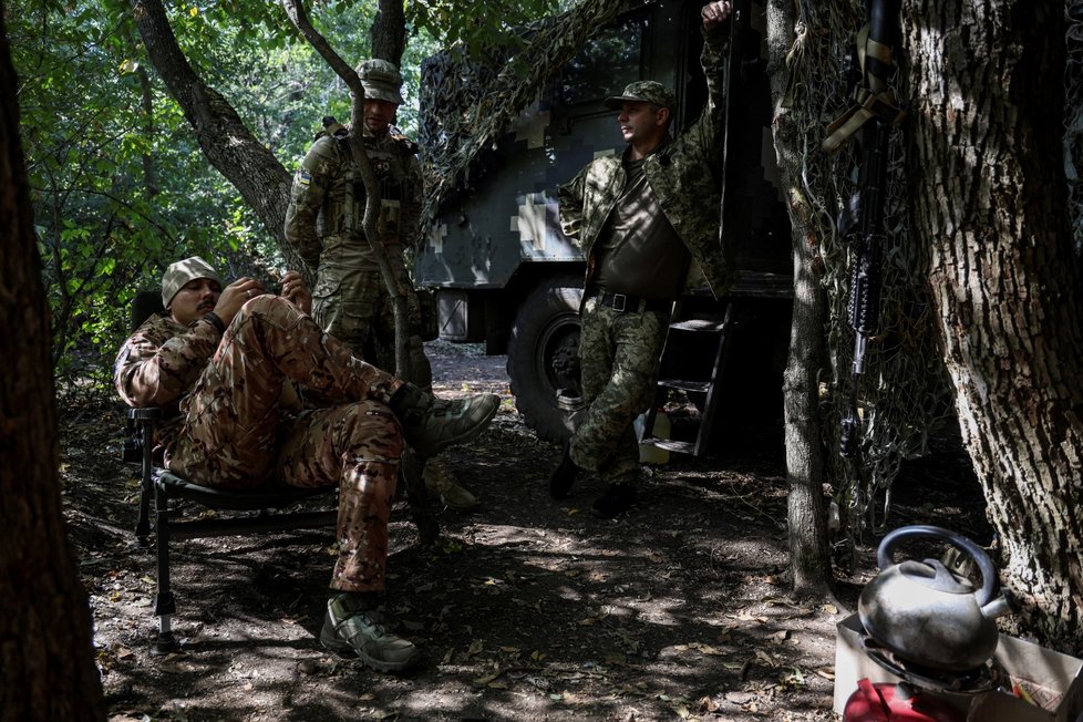 Ukrajinští vojáci na frontové linii nedaleko Bachmutu (19.9.2023)