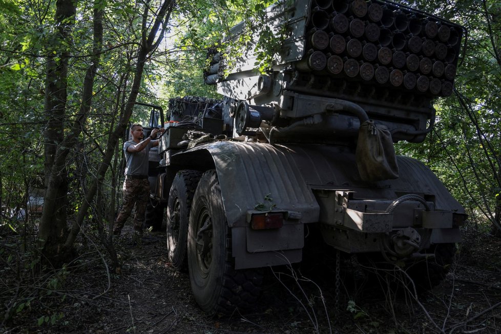 Ukrajinští vojáci na frontové linii nedaleko Bachmutu (19.9.2023)