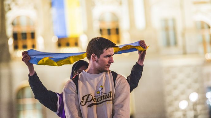 Demonstrace na Václavském náměstí 24.2. ve večerních hodinách