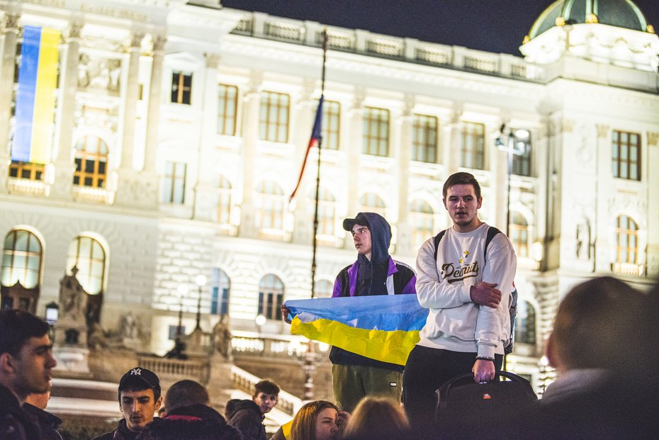 Demonstrace na Václavském náměstí 24.2. ve večerních hodinách