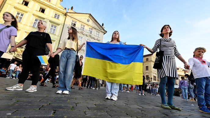 Ukrajinci v Praze slavili Den nezávislosti a připoměli si i smutného půl roku ruských válečných hrůz