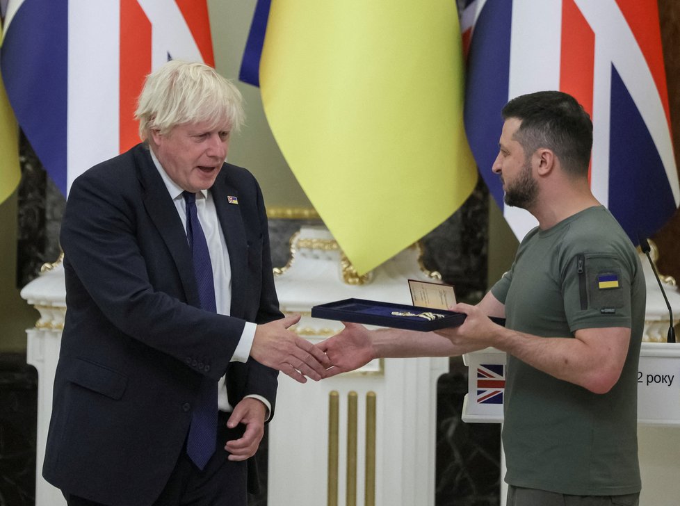 Den nezávislosti Ukrajiny. Boris Johnson a Volodymyr Zelenskyj, Kyjev (24. 8. 2022)