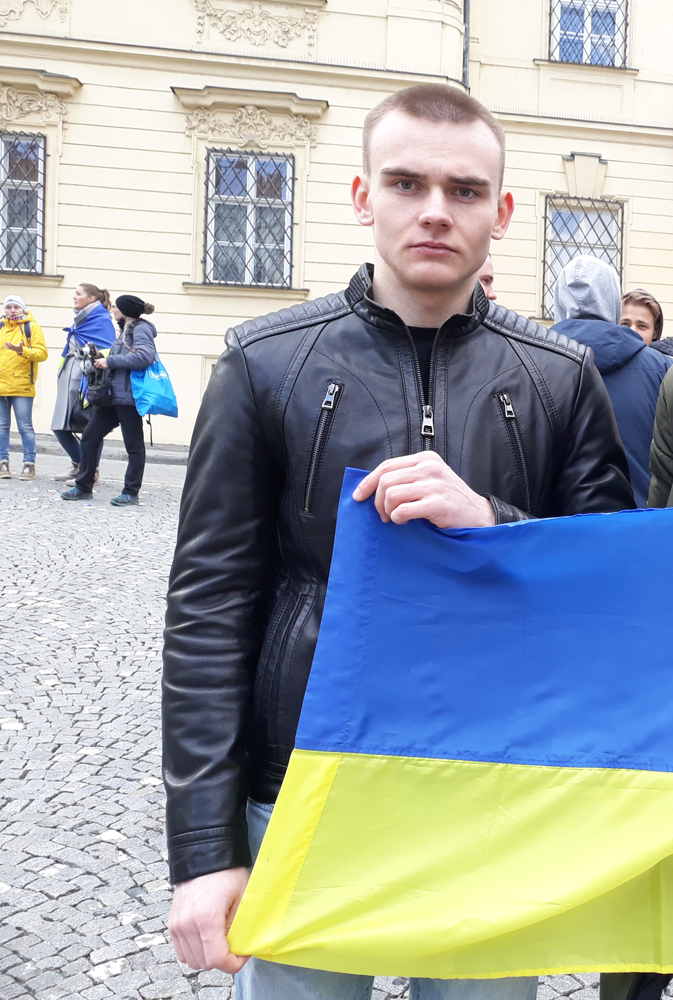 Student z Ukrajiny Vladimír (18): Chodím na demonstrace a děkuji Čechům za jejich podporu.