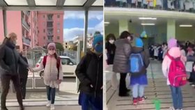 Ukrajinské děti vítali v neapolské škole potleskem a vlajkami