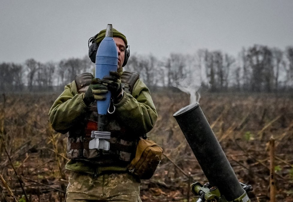 Ukrajinští vojáci na frontě v Záporoží (17.11. 2022)