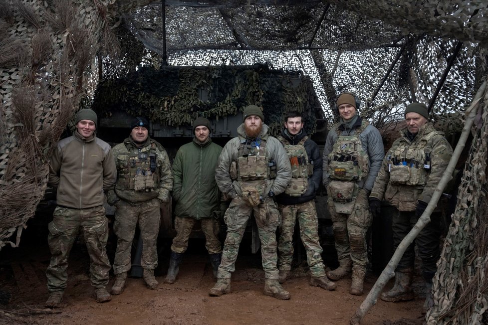 Ukrajinští vojáci na frontě (leden 2024)