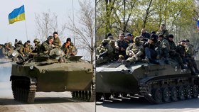 Po východní Ukrajině se prohání obrněné transportéry s ukrajinskými i ruskými vlajkami. Dokazuje to přítomnost ruských vojáků?