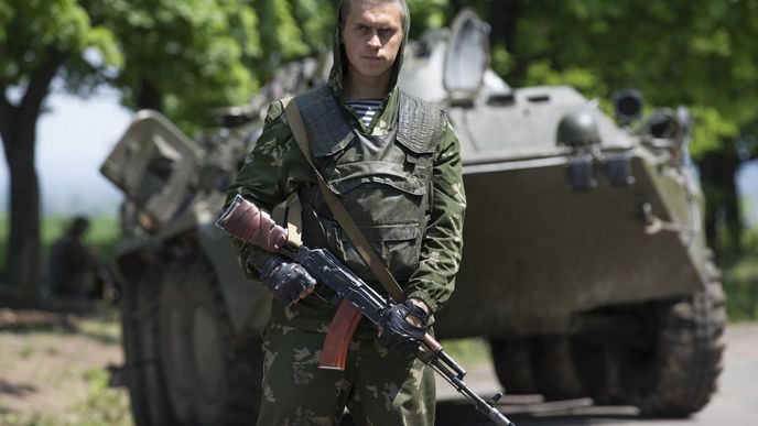 Ukrajinský voják poblíž města Kramatorsk