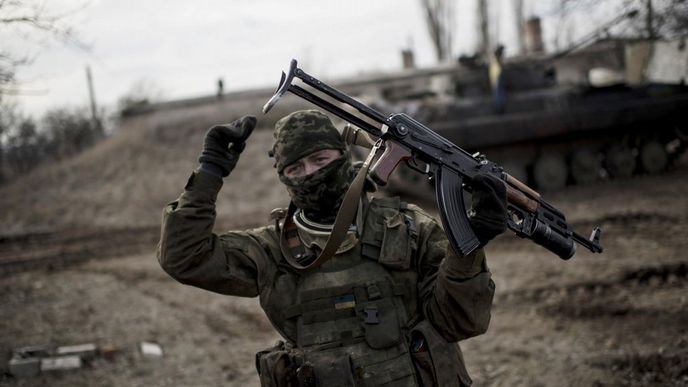 Ukrajinský voják v Debalceve