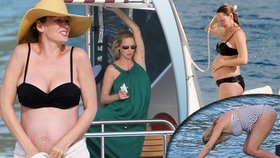 Uma Thurman dovádí na jachtě. Je ve 4. měsíci těhotenství