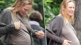 Uma Thurman v těhotenství vzhled neřeší