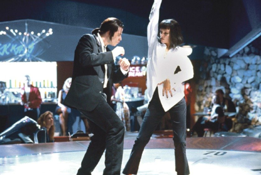 Uma Thurman společně s Johnem Travoltou tancují v kultovním filmu Quentina Tarantina Pulp Fiction: Historky z podsvětí.