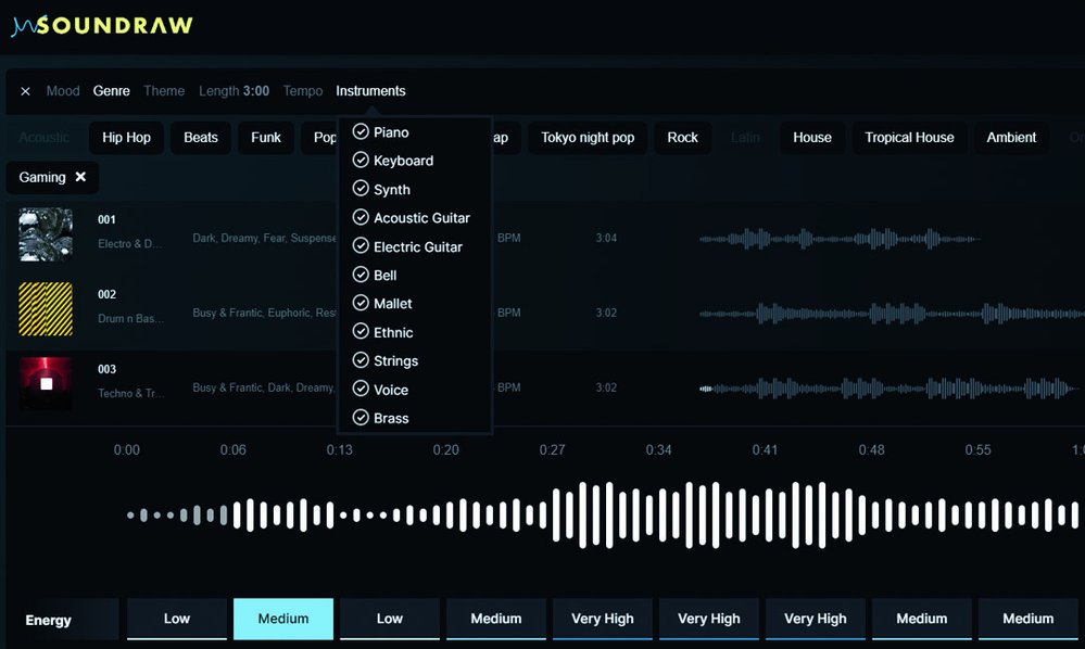 Mixování hudby je s nástrojem Soundraw velmi jednoduché, výsledek je vždy zcela originální