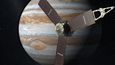 umělecké ztvárnění sondy Juno na orbitě Jupitera
