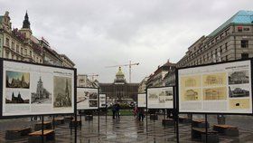 Výstava Praha NErealizovaná, kterou je na Václavském náměstí možné prohlédnout.