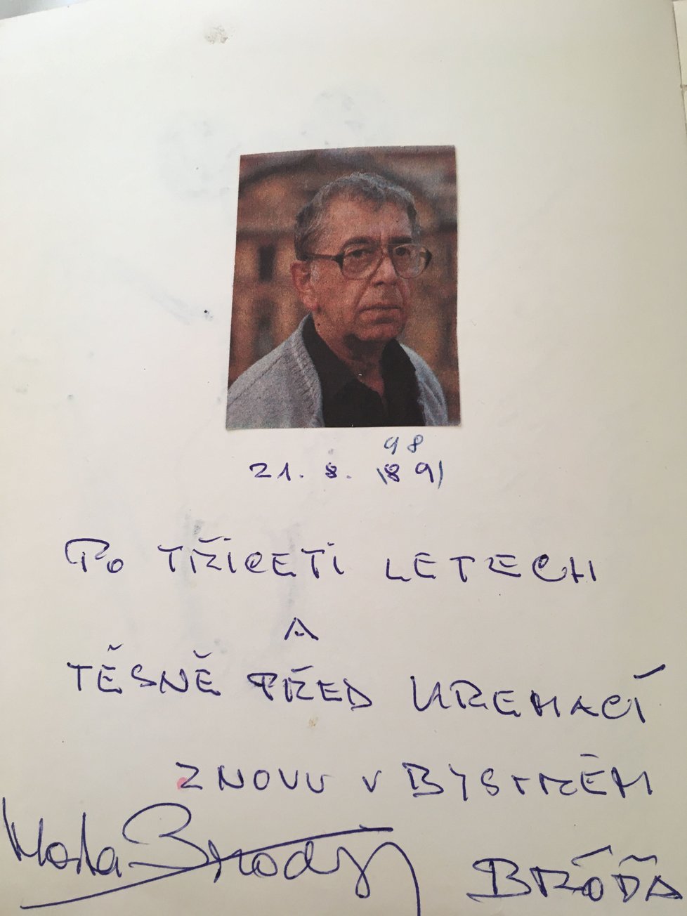 Originální příspěvek Vlastimila Brodského při natáčení pokračování Rodáků v roce 1998.