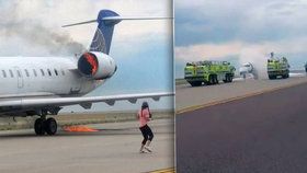 Stroj United Airlines skončil po přistání v plamenech.