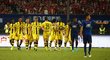 Fotbalisté Borussie Dortmund slaví gól proti United