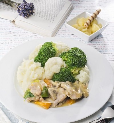 Takhle by mohlo vypadat školní jídlo: Zadělávané kuře s bramborovou kaší, brokolicí a květákem