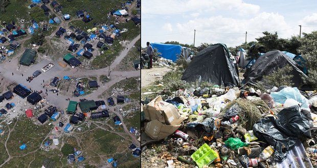 Uprchlické městečko v Calais: Stany, chýše, odpadky, mešity, obchůdky a zase odpadky