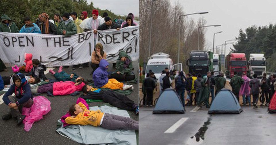 Uprchlíci blokují dálnici. „Otevřete hranice,“ volají.