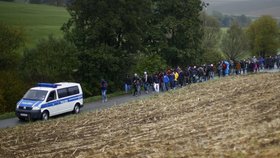 Uprchlíci na německo-rakouské hranici