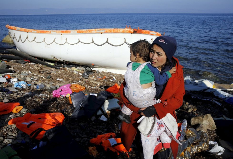 Listopad 2015: Uprchlíci na řeckém ostrově Lesbos