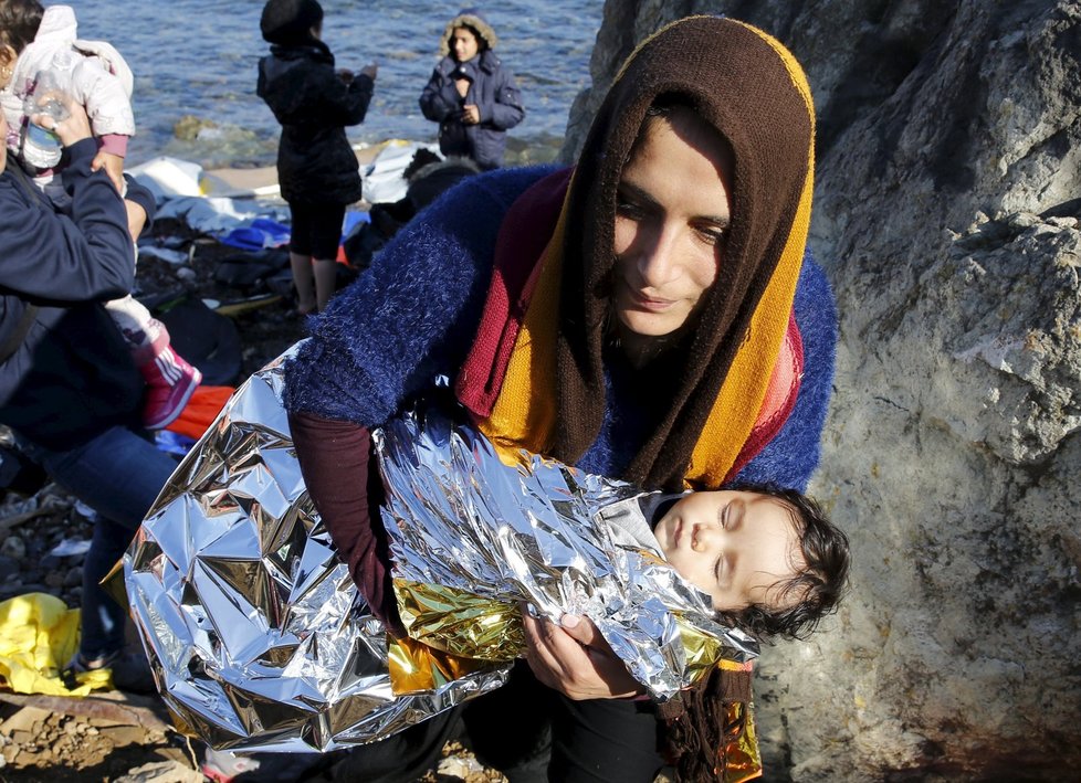 Listopad 2015: Uprchlíci na řeckém ostrově Lesbos