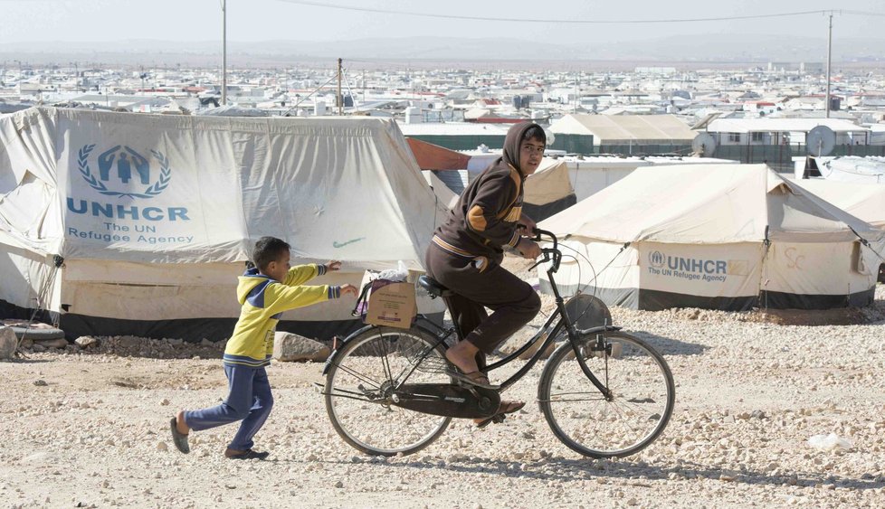 Pohled na uprchlický tábor Zatárí v Jordánsku