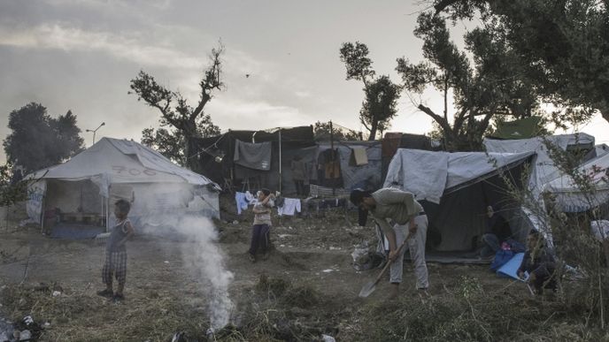 Uprchlický tábor Moria na ostrově Lesbos - ilustrační foto