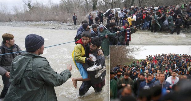 Nezastaví je ani rozvodněná řeka: Uprchlíci pokořili uzavřenou hranici