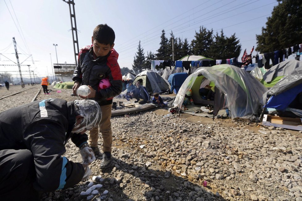 Uprchlický tábor Idomeni na řecko-makedonské hranici.