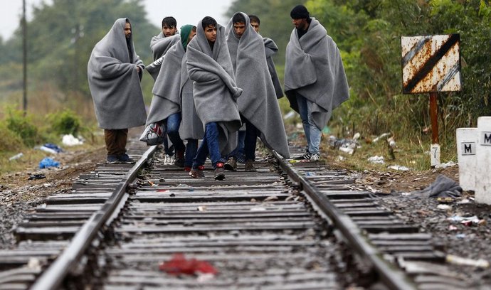 Uprchlíci na cestě z Maďarska