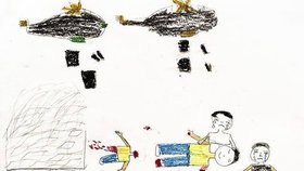 Děti syrských uprchlíků nakreslily děsivé obrázky.