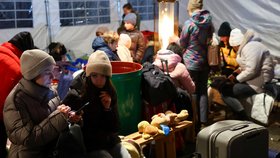 Uprchlíci z Ukrajiny na hranicích Polska na hraničním přechodu Medyka (6.3.2022)