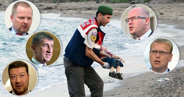 Foto utopeného syrského hocha: Babiš je v šoku, Sobotka smutní. A Okamura?