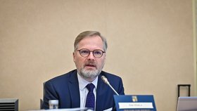 Premiér Petr Fiala (ODS) během jednání vlády (21.12.2022)